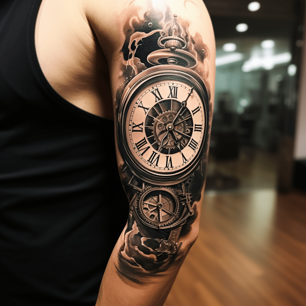 Leopard Broken Clock Forearm Imitation Tattoo Half Arm - Temu