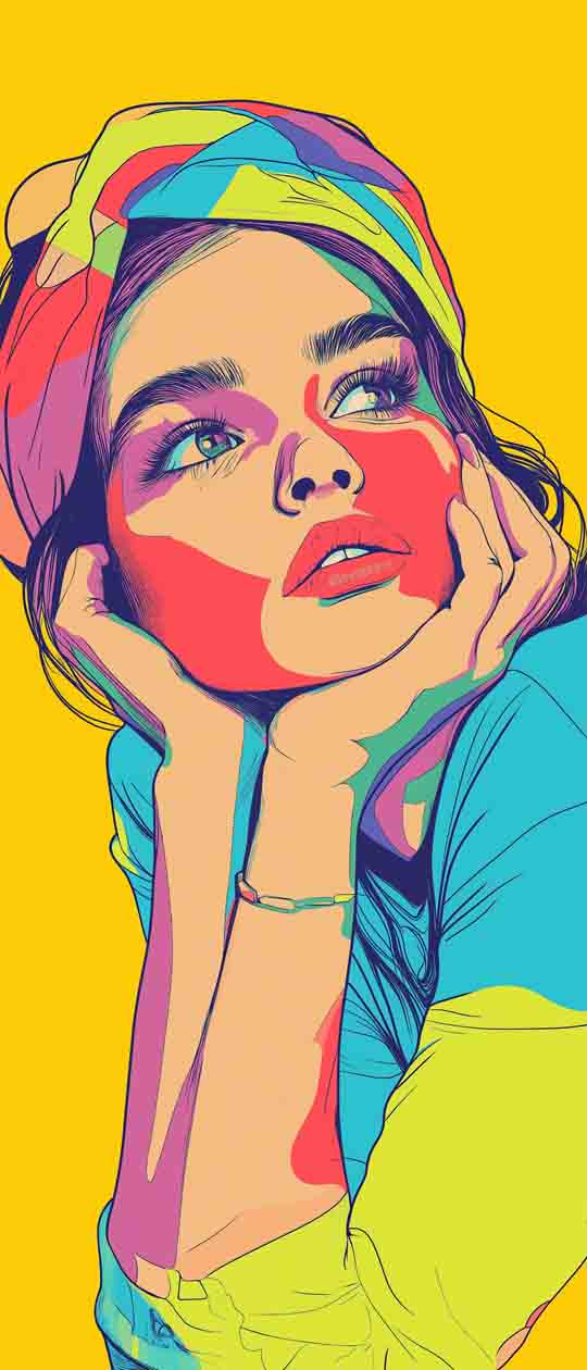 A Bold And Colorful Retro Pop Art Portrait Vibrant  0069 416c 9a41 .png Wallpaper